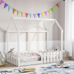 Giroletto Casetta Bambini Bianco 80x160 Cm Legno Massello Pino /