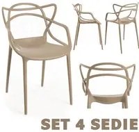 4 Sedie Design Firenze Beige in Polipropilene - La Dea Sedia