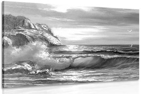 Stampa su tela – Mattina sul mare in bianco e nero