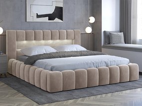 Letto matrimoniale con box contenitore Santander - 180 x 200 cm , Tessuto beige