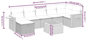 Set divano da giardino 8 pz con cuscini beige in polyrattan