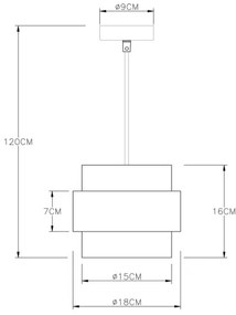 Globo 15560H - Lampadario a sospensione con filo MILEY 1xE27/60W/230V nero/ottone
