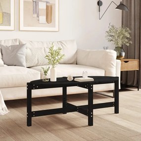 Tavolino Da Salotto Nero 118x63x45 Cm İn Legno Massello Di Pino /