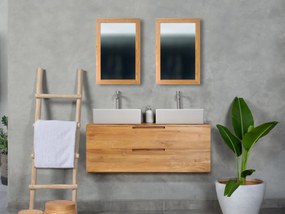 Mobili per bagno sospeso con lavabo doppio 2 cassetti 115 cm in Teak chiaro - BIMBING