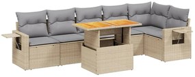 Set divani da giardino 7 pz con cuscini beige in polyrattan