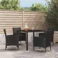 Set da Pranzo da Giardino 5 pz Nero con Cuscini in Polyrattan 3187325