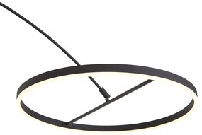 Lampada da terra ad arco di design nera con LED dimmerabile a 3 livelli - Anello