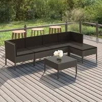 Set Divani da Giardino 6 pz con Cuscini in Polyrattan Grigio cod mxl 41953