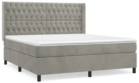 Giroletto a molle con materasso grigio chiaro 180x200cm velluto