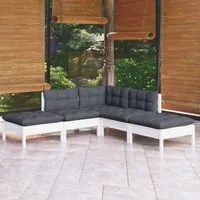 Set Divani da Giardino 5 pz con Cuscini Legno Massello di Pino 3096311