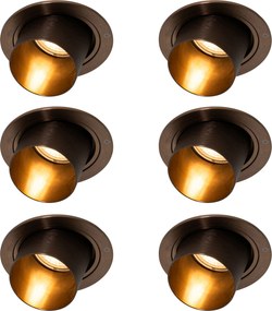 Set di 6 faretti da incasso moderni rotondi orientabili bronzo scuro - Installa