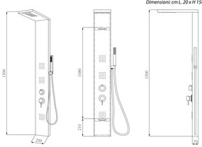 Pannello doccia in acciaio inox effetto cascata, doccetta cromata Parete Attrezzata Rodi