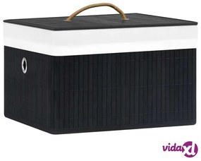 vidaXL Scatole Portaoggetti 4 pz in Bambù Nere