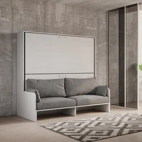 Letto a castello a scomparsa orizzontale DIBE Sofŕ Bianco Frassino 200x103xh191 cm