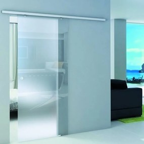 Porta scorrevole reversibile Cristal Satinato in alluminio trasparente, L 86 x H 215 cm, con binario Atena