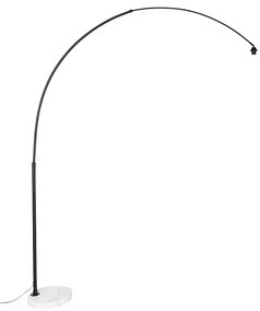 Lampada ad arco moderna nera con base bianca regolabile senza paralume - XXL