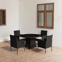 Set Mobili da Pranzo per Giardino 5 pz in Polyrattan Nero 3059428