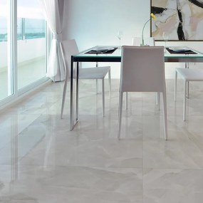 Piastrella da pavimento interno in gres porcellanato 120 x 120 cm rettificato smaltato bianco lucido Venus traffico medio (pei 2/5) Sp. 9 mm 2.88 mq