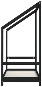 Giroletto per bambini nero 2x(70x140) cm legno massello di pino