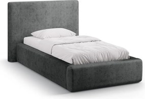 Letto singolo imbottito grigio scuro con contenitore con rete inclusa 90x200 cm Amy – Micadoni