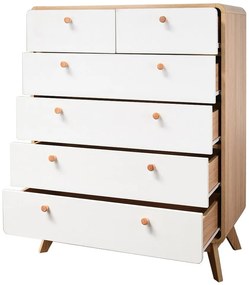 Cassettiera alta bianca con effetto rovere 81x104 cm Caitlin - Støraa