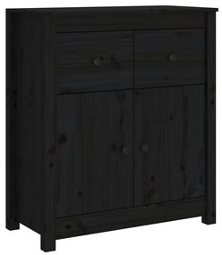 Credenza nera 70x35x80 cm in legno massello di pino