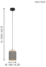 Eglo 99445 - Lampadrio a sospensione con filo ALBARIZA 1xE27/40W/230V