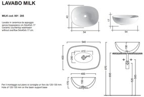 Milk Lavabo Appoggio 54x40x17 Antracite Matt