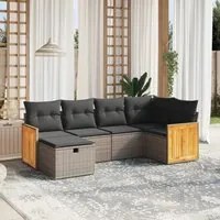 Set Divano da Giardino 6 pz con Cuscini Grigio in Polyrattan 3265736