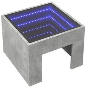 Tavolino da salotto con led infinity grigio cemento 40x40x30 cm