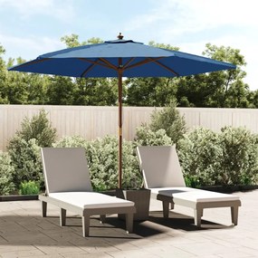 Ombrellone Da Giardino Con Palo İn Legno Azzurro 299x240 Cm /