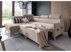 Divano letto angolare in velluto beige (angolo sinistro) Sweet Harmony - Miuform