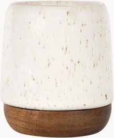 Set di 6 tazzine da caffè in gres con base in legno di acacia Nordika