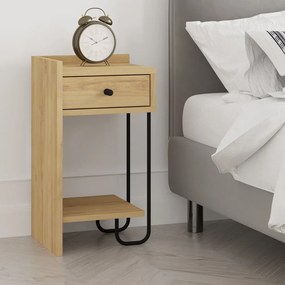 Comodino in rovere con ripiani in colore naturale Mercure - Marckeric