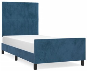 Giroletto con testiera blu scuro 80x200 cm in velluto