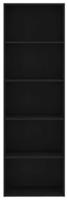 Libreria a 5 ripiani nera 60x30x189 cm in legno multistrato