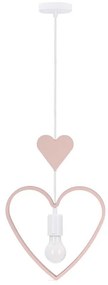 Lampada a sospensione per bambini HEART a cavo 1xE27/20W/230V rosa/bianco