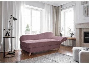 Chaise longue rosa polveroso (con penisola a destra) con rivestimento in velluto a coste Chic Charlotte – Miuform