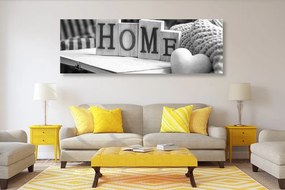 Quadro su tela – Con scritta Home e natura morta in bianco e nero