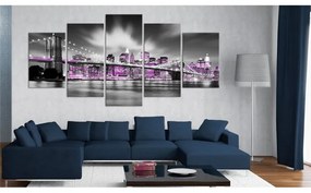 Quadro  New York color ametista  Colore Grigio, Dimensioni e Misure 200x100