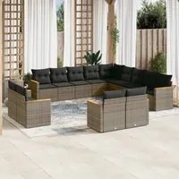 Set Divani da Giardino 13 pz con Cuscini Grigio in Polyrattancod mxl 112516