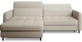 Divano angolare beige allungabile/con contenitore (con penisola a sinistra/con chaise lounge) e rivestimento in bouclé Gomsi – ELTAP