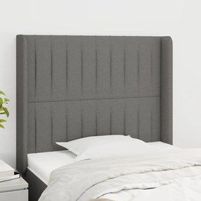 Testiera Ad Orecchio Grigio Scuro 93x16x118/128 Cm İn Tessuto /
