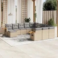 Set Divani da Giardino 11 pz con Cuscini Beige in Polyrattan 3259609