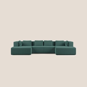 Nettuno divano panoramico in morbido tessuto bouclè T07 verde X