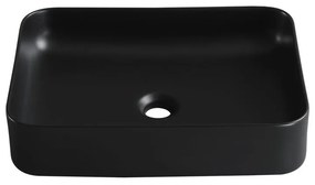 Lavabo da appoggio SENSEA rettangolare piletta non inclusa in ceramica L 50 x H 12 x P 36 cm nero opaco piletta non inclusa