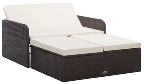 Set divani da giardino 2 pz con cuscini in polyrattan marrone