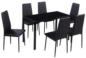 Set tavolo da pranzo 7 pezzi nero