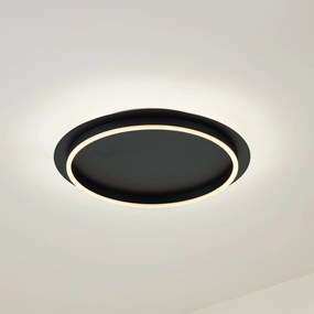 Plafoniera LED Lindby Kunis, nero, plastica, Ø 46 cm