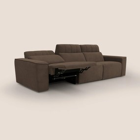 Clark Divano modulare 3 sedute con opzione relax elettrico in tessuto smacchiabile impermeabile T17 marrone